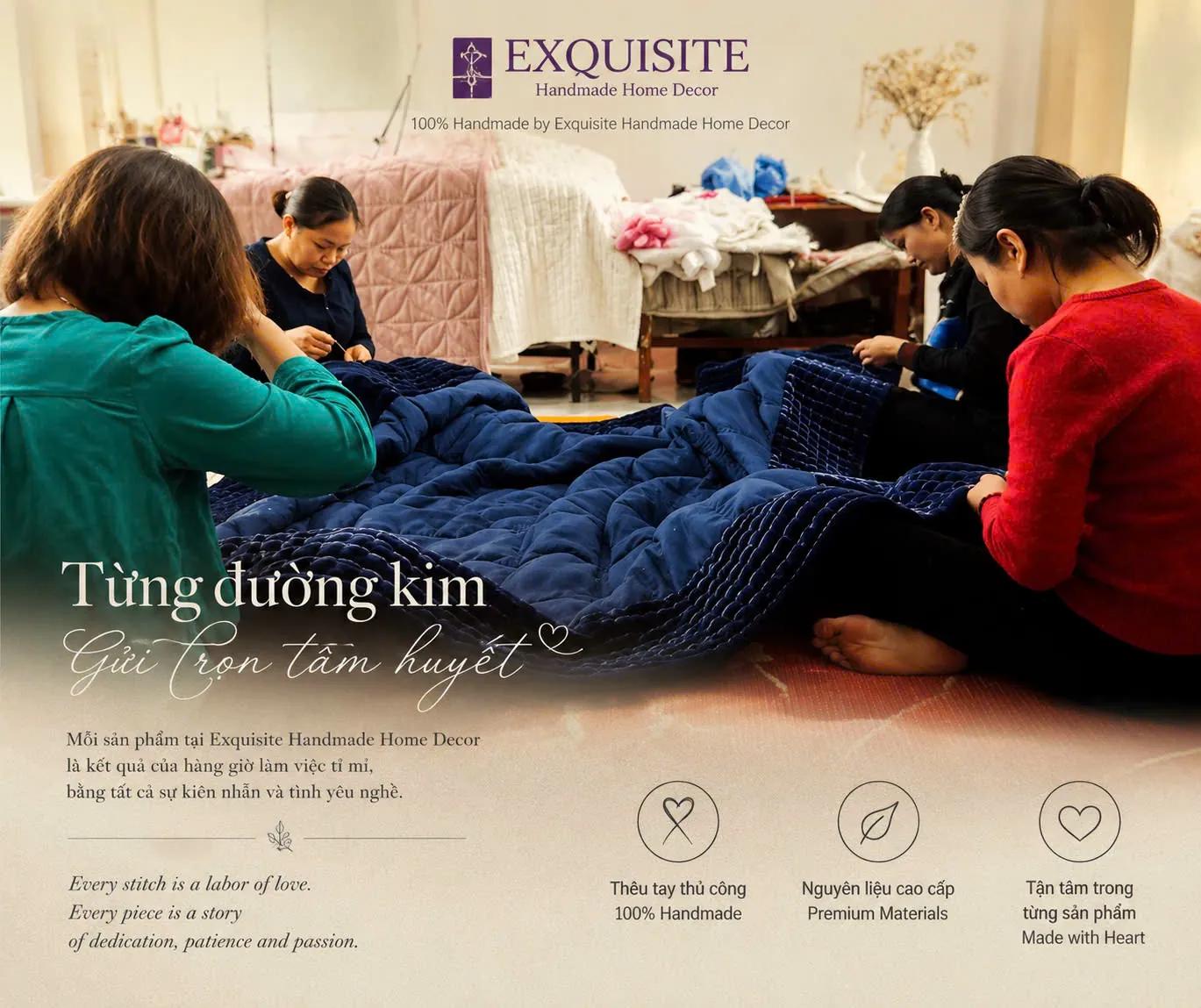 Điều gì tạo nên sự khác biệt của một chiếc chăn nhung kết hợp với lụa tơ tằm của thương hiệu Exquisite Handmade?