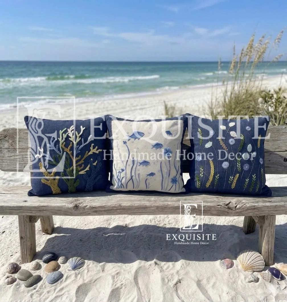 Gối thêu tay-chủ đề ĐẠI DƯƠNG - Ocean collection hand embroidery ảnh thu nhỏ 3