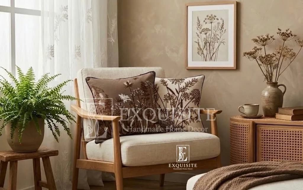 Gối thêu tay mẫu  "hoa cỏ bông lau" collection ảnh thu nhỏ 12