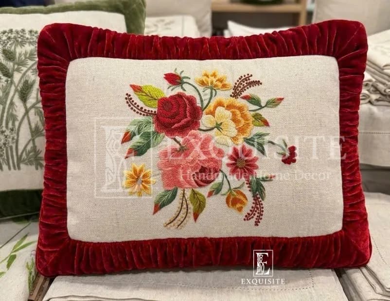 Gối 30x40 nhung thêu tay ảnh thu nhỏ 2