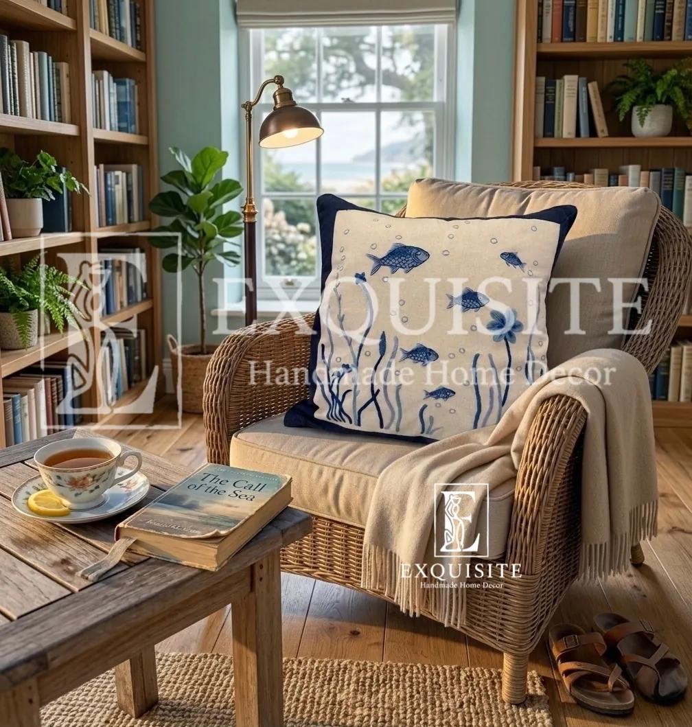 Gối thêu tay-chủ đề ĐẠI DƯƠNG - Ocean collection hand embroidery ảnh thu nhỏ 6