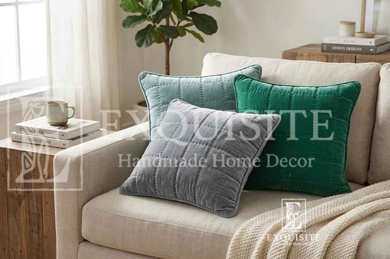 Gối nhung khâu tay-Velvet hand quilting cushion ảnh thu nhỏ 10