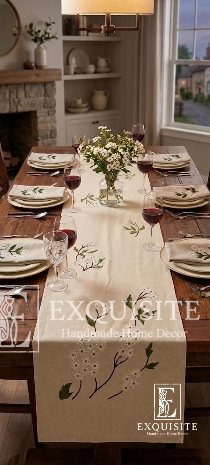 BÀN: Tấm trải bàn runner thêu tay- Table runner hand embroidery ảnh thu nhỏ 11