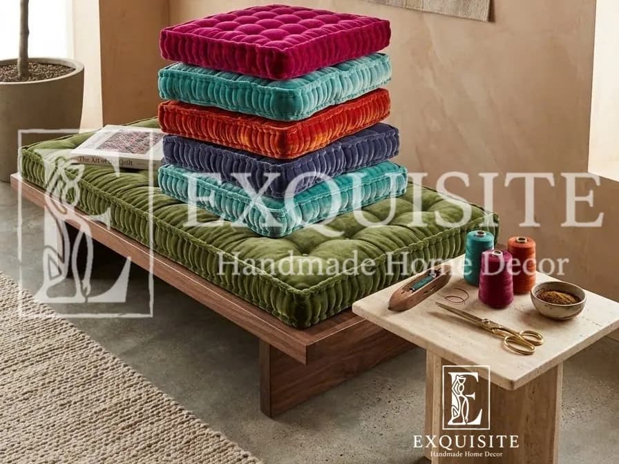 Đệm ghế ngồi vuông nhung cao cấp - Sitting cushion luxury velvet 