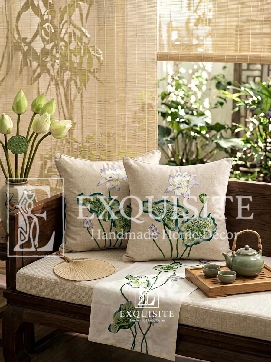 Gối thêu tay mẫu HOA SEN collection ảnh thu nhỏ 13