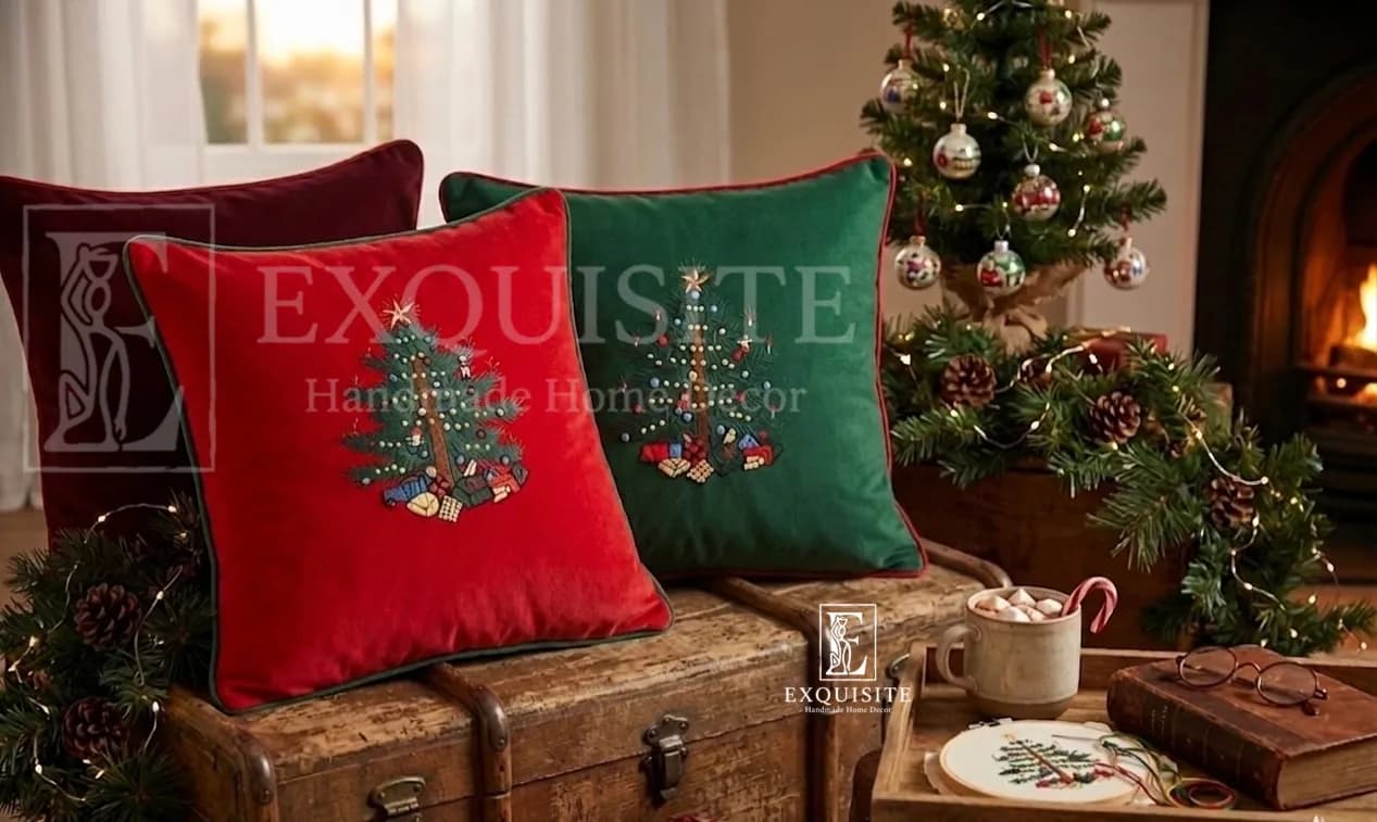 Gối thêu tay chủ đề GIÁNG SINH- Christmas cushion ảnh thu nhỏ 2