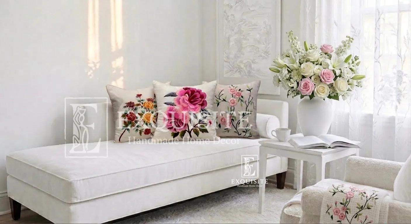 Gối thêu tay mẫu "HOA HỒNG" collection ảnh thu nhỏ 4