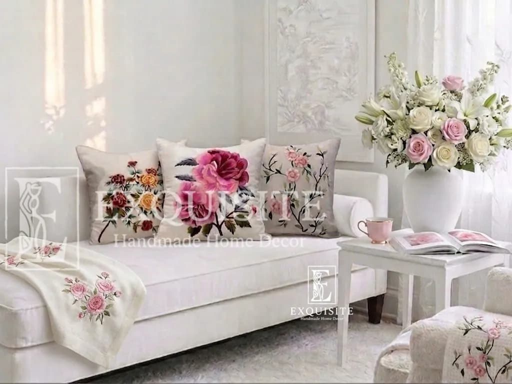 Gối thêu tay mẫu "HOA HỒNG" collection