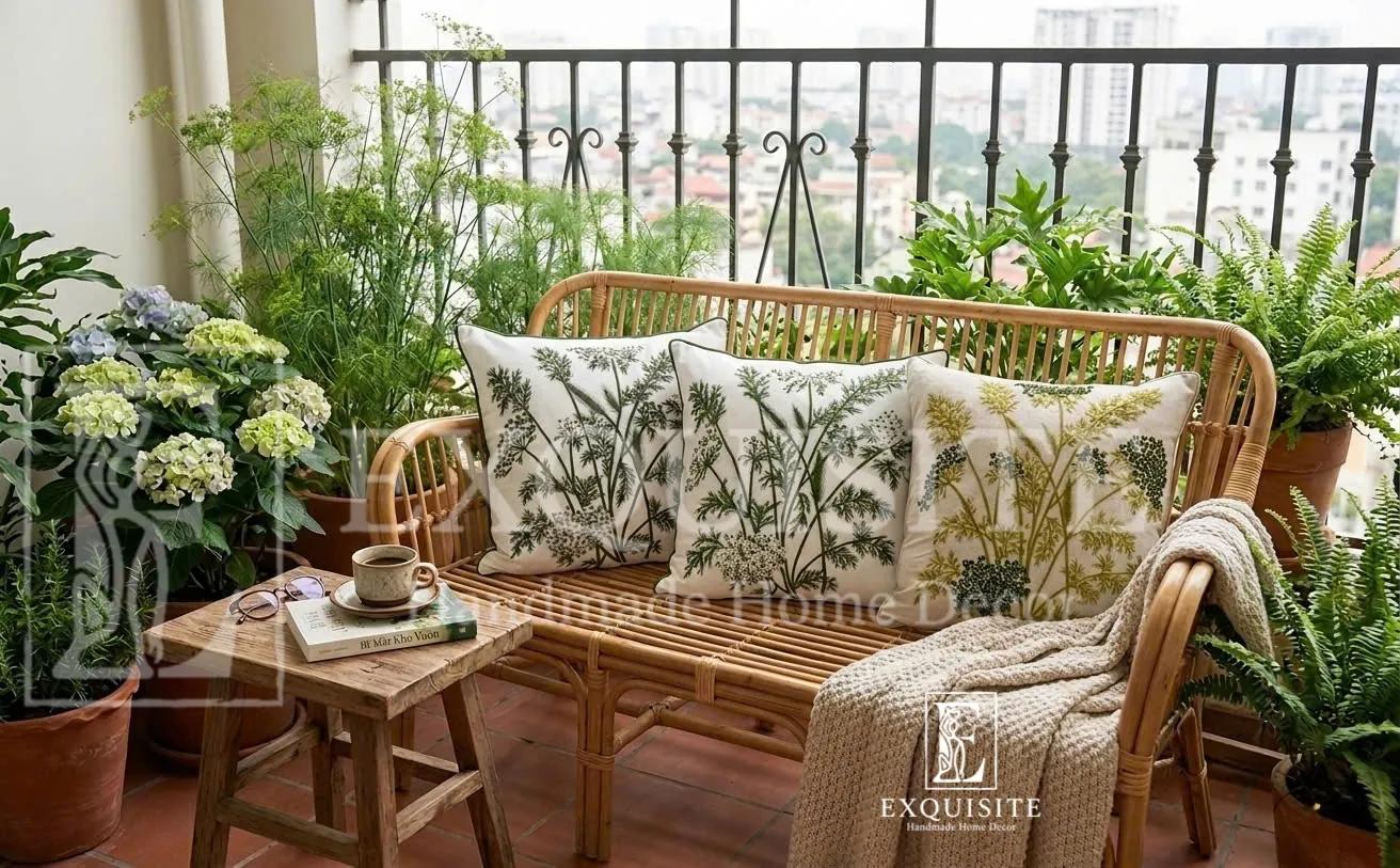 Gối thêu tay mẫu  "hoa cỏ bông lau" collection ảnh thu nhỏ 18