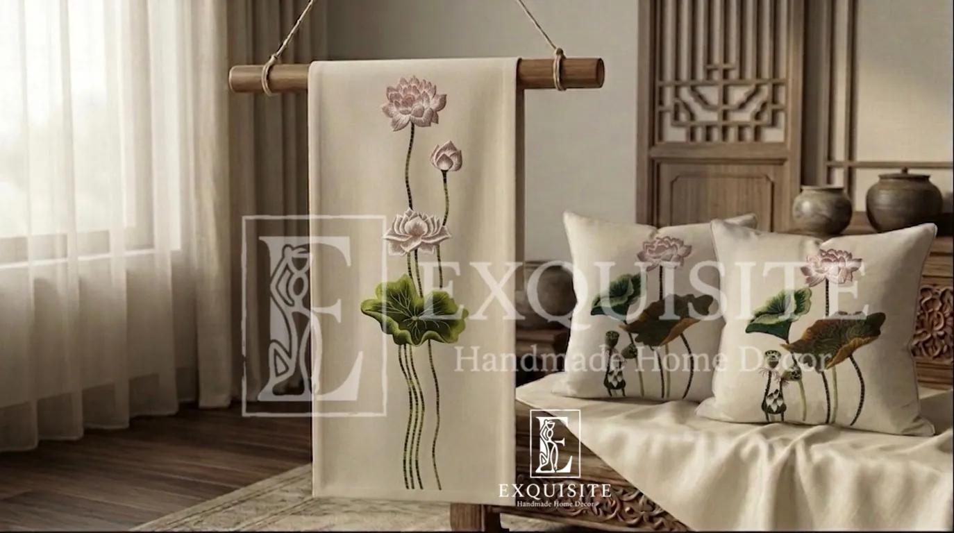 BÀN: Tấm trải bàn runner thêu tay- Table runner hand embroidery ảnh thu nhỏ 15
