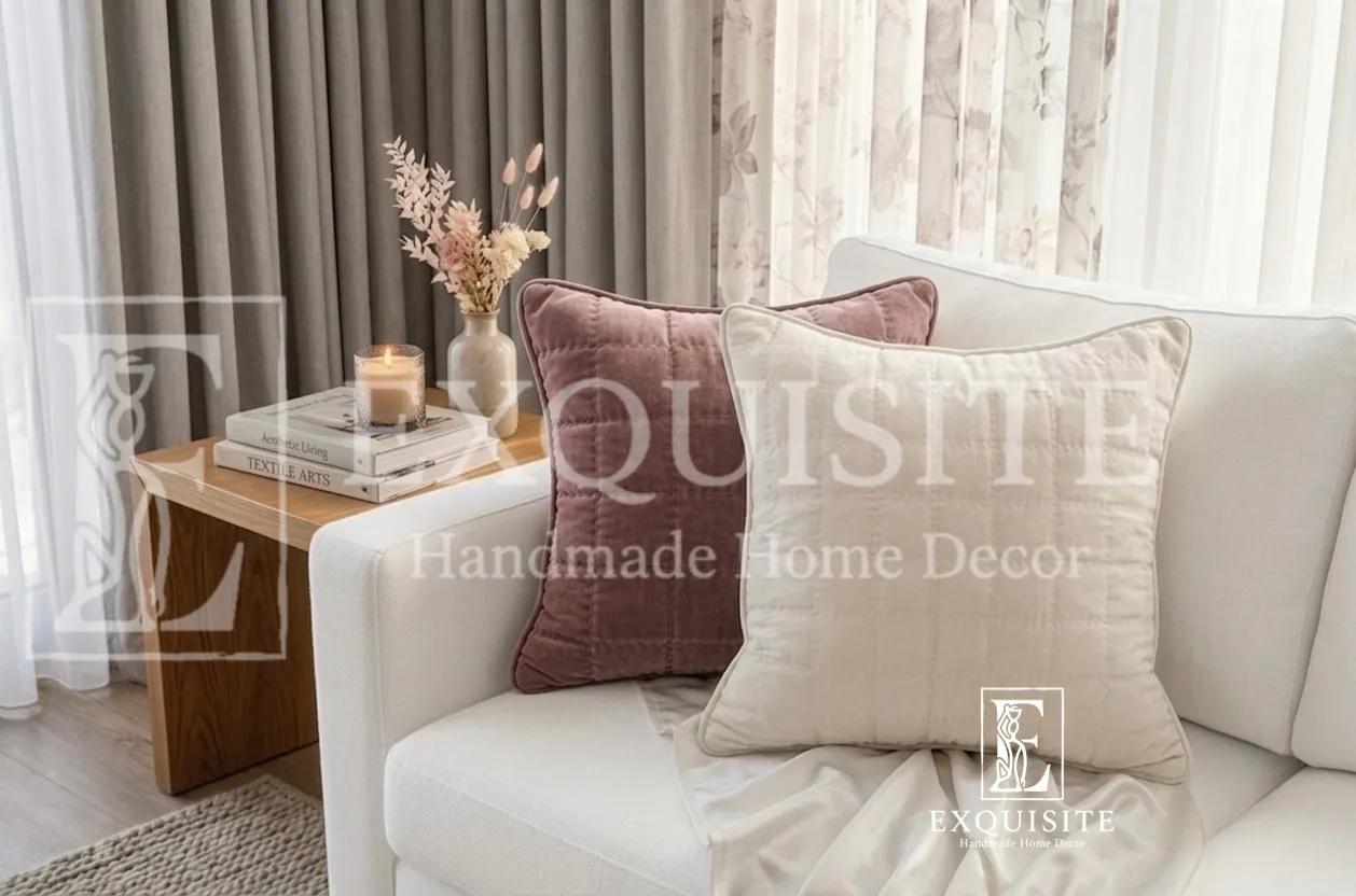 Gối nhung khâu tay-Velvet hand quilting cushion ảnh thu nhỏ 11