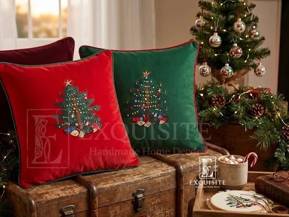 Gối thêu tay chủ đề GIÁNG SINH- Christmas cushion