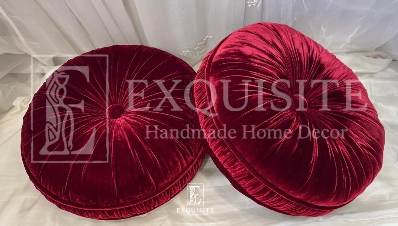Gối tròn nhung cao cấp - Velvet round cushion ảnh thu nhỏ 4