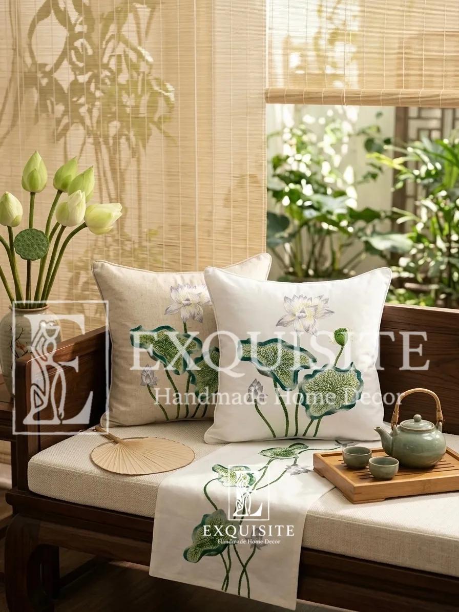 Gối thêu tay mẫu HOA SEN collection ảnh thu nhỏ 7