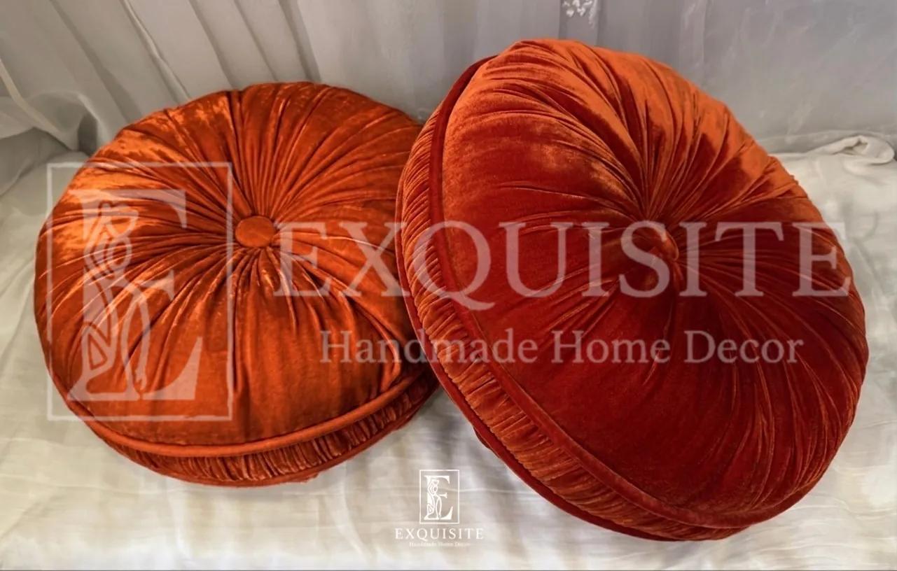 Gối tròn nhung cao cấp - Velvet round cushion ảnh thu nhỏ 2