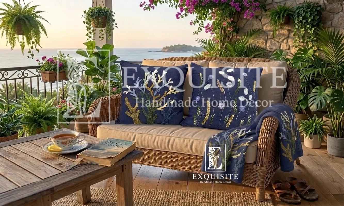 Gối thêu tay-chủ đề ĐẠI DƯƠNG - Ocean collection hand embroidery ảnh thu nhỏ 8