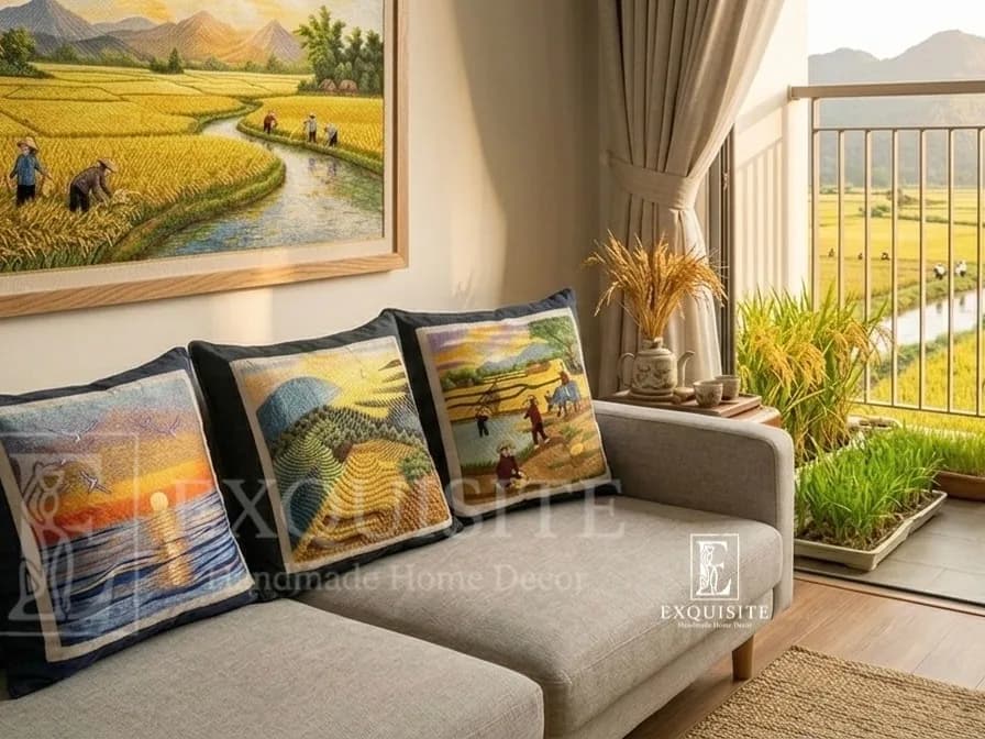 Gối thêu tay-chủ đề "HỒN VIỆT" collection