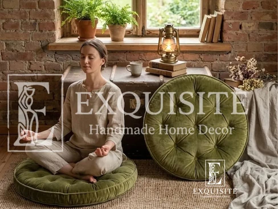 Đệm ghế tròn ngồi thiền nhung cao cấp - Sitting cushion luxury velvet 
