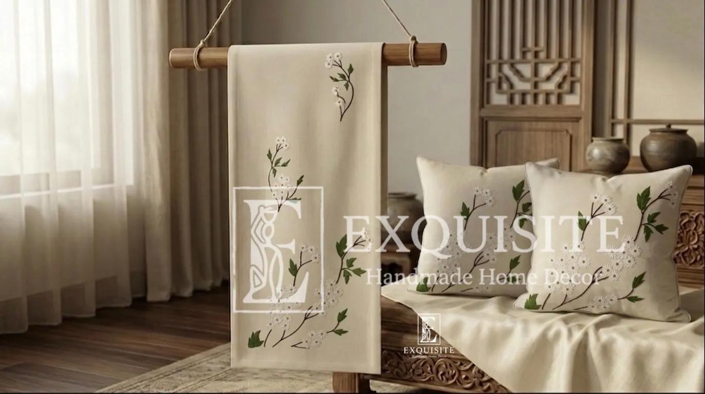 BÀN: Tấm trải bàn runner thêu tay- Table runner hand embroidery ảnh thu nhỏ 13