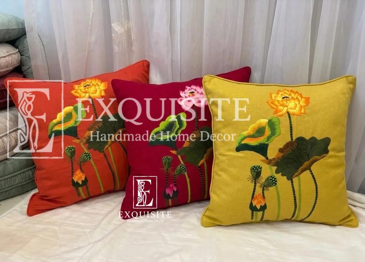 Gối thêu tay mẫu HOA SEN collection ảnh thu nhỏ 16