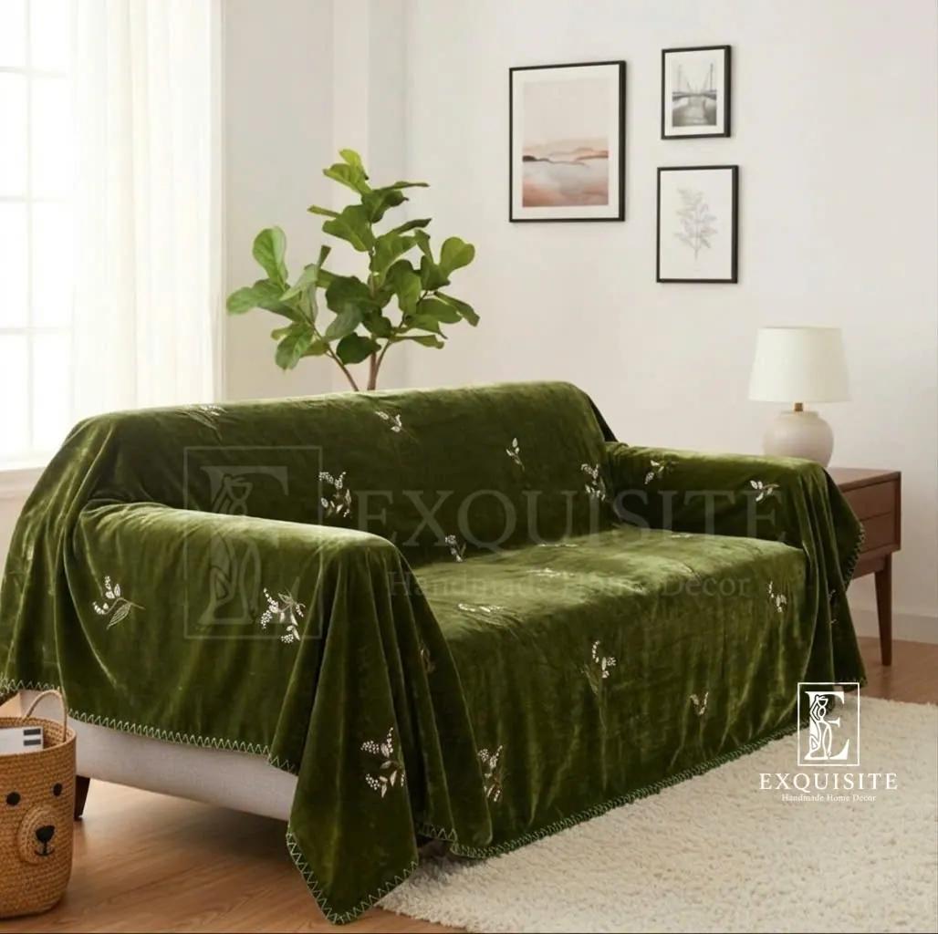 Sofa - Tấm phủ sofa thêu tay nhung lụa cao cấp - Sofa throw Hand Embroidery ảnh thu nhỏ 2