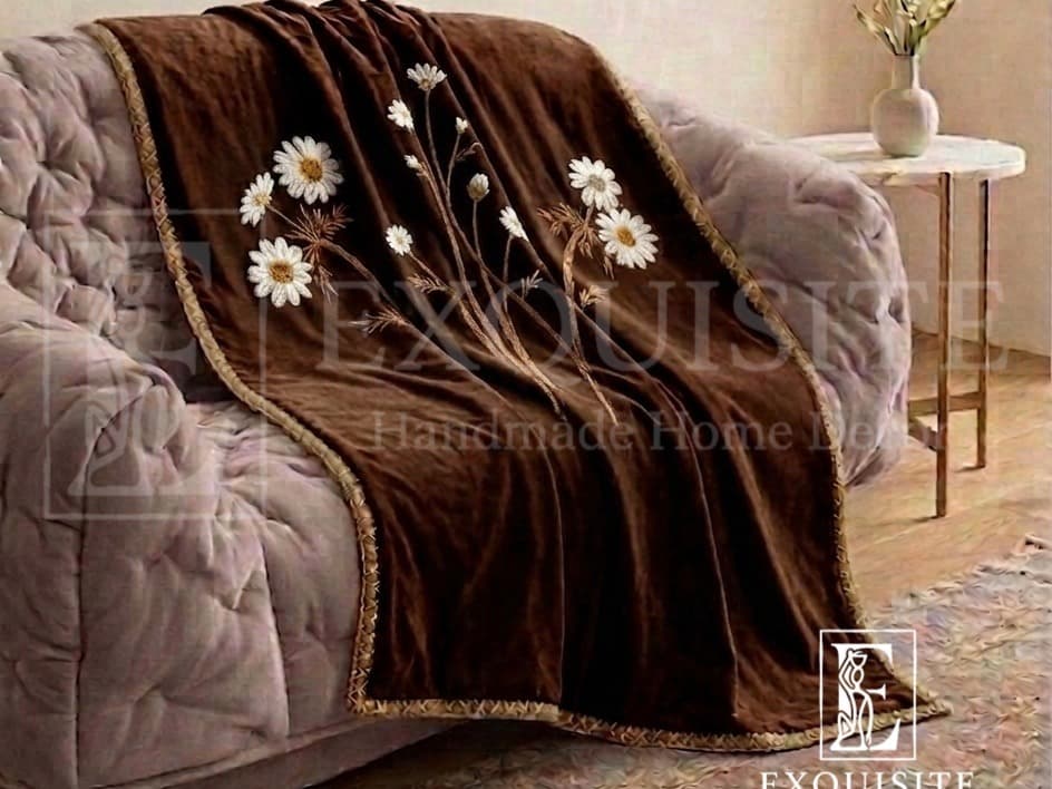 Sofa - Tấm phủ sofa thêu tay nhung lụa cao cấp - Sofa throw Hand Embroidery