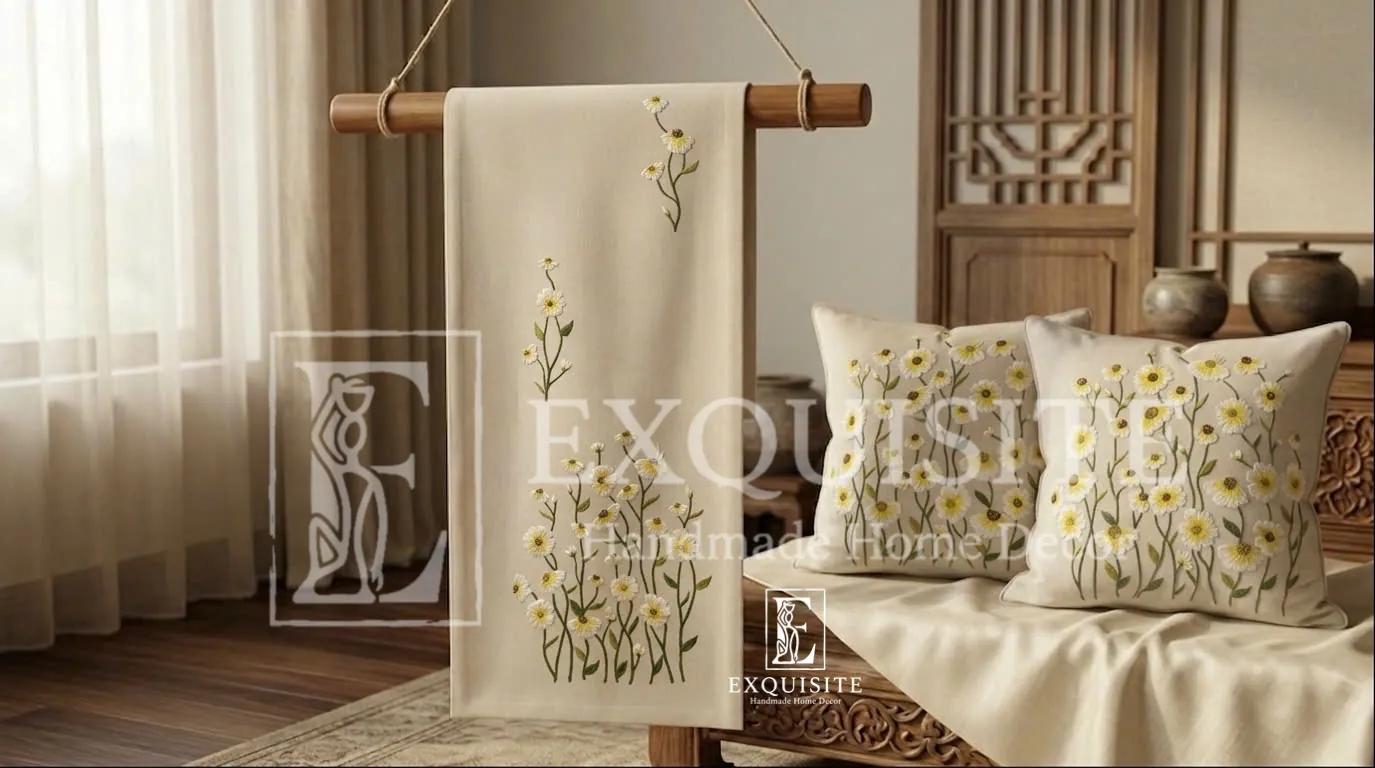 BÀN: Tấm trải bàn runner thêu tay- Table runner hand embroidery ảnh thu nhỏ 2