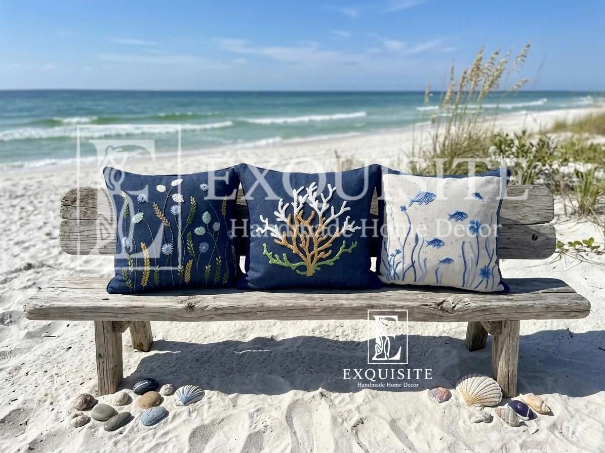 Gối thêu tay-chủ đề ĐẠI DƯƠNG - Ocean collection hand embroidery ảnh thu nhỏ 5
