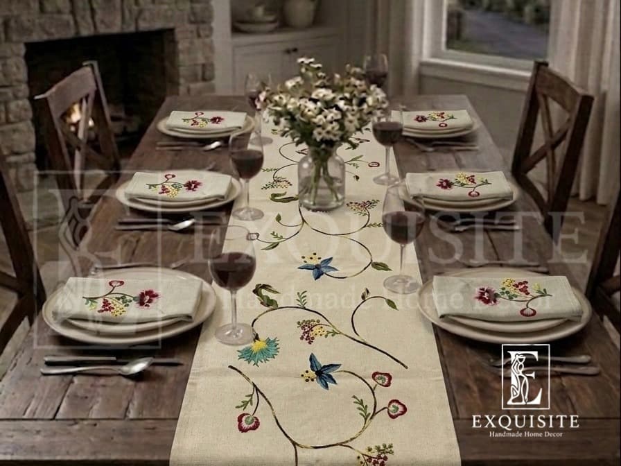 BÀN: Tấm trải bàn runner thêu tay- Table runner hand embroidery