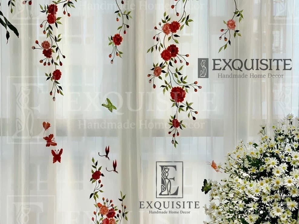 Organza curtain w-embroidery- Rèm thêu tay
