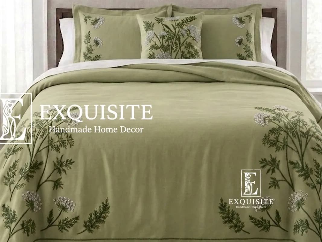 Bed Sheet - Ga thêu tay 2,3mx2,5m tông nâu