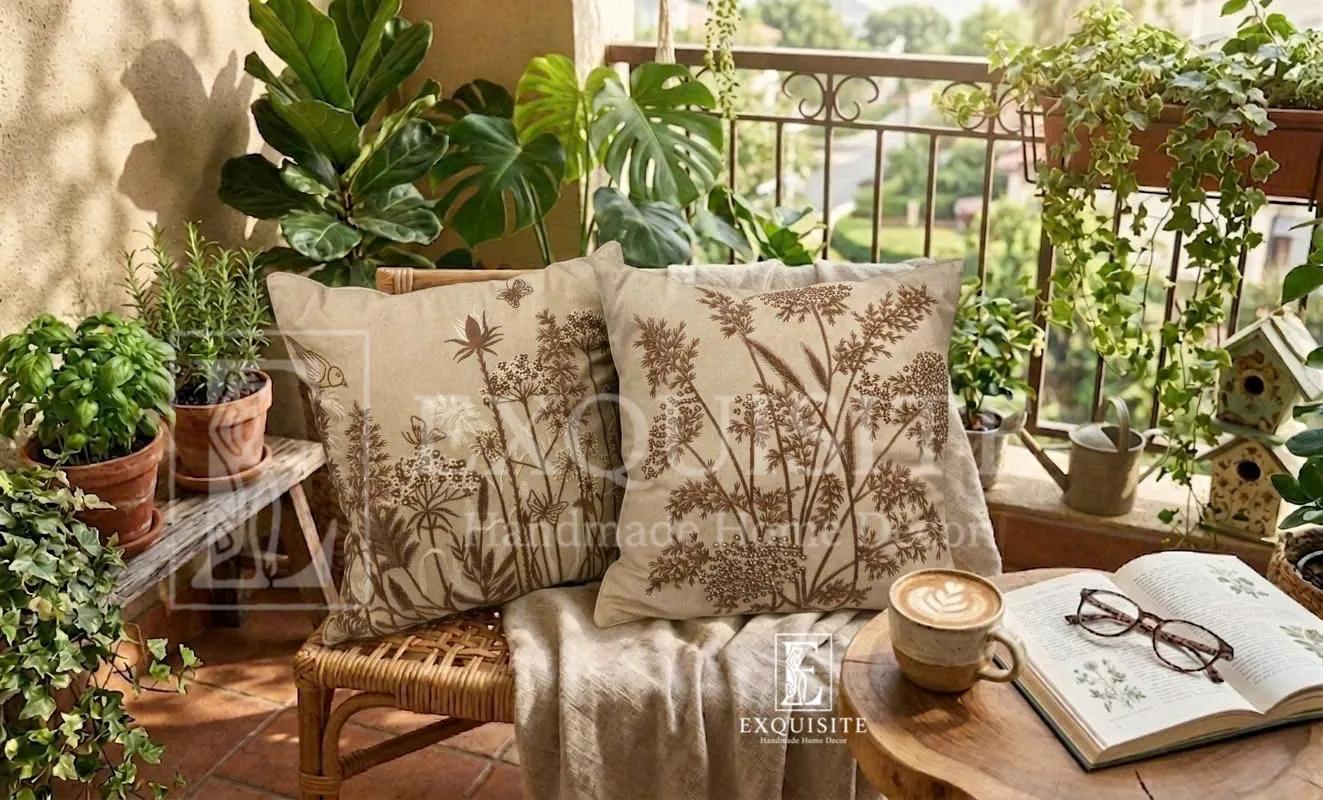 Gối thêu tay mẫu  "hoa cỏ bông lau" collection ảnh thu nhỏ 5