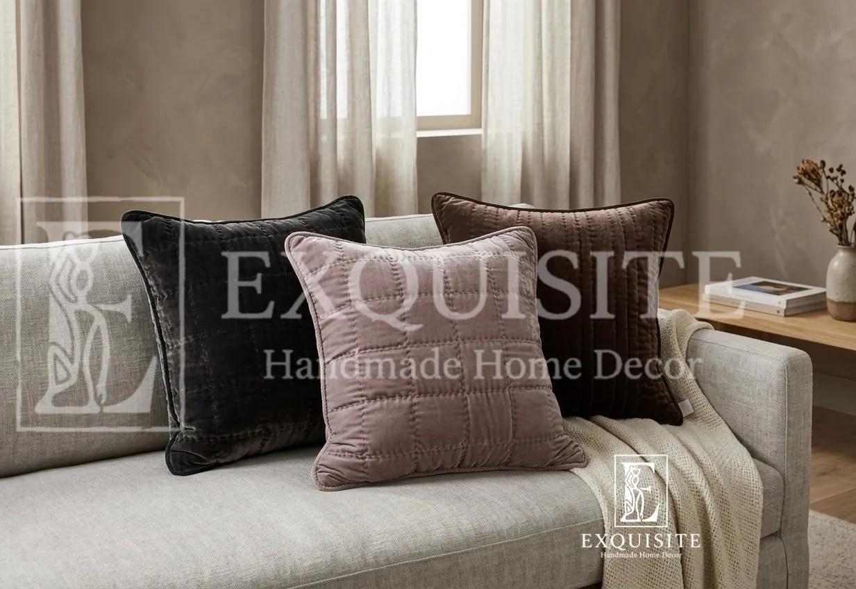 Gối nhung khâu tay-Velvet hand quilting cushion ảnh thu nhỏ 2