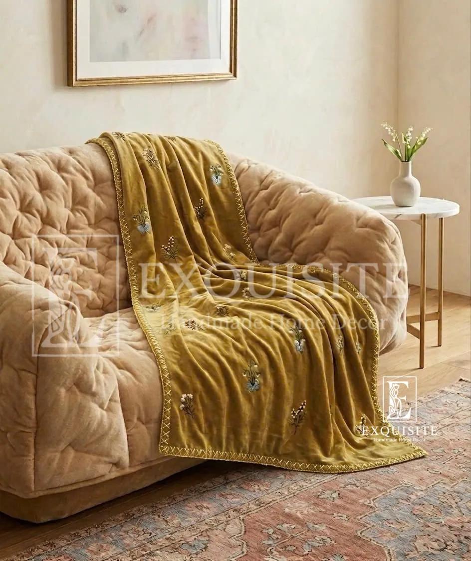 Sofa - Tấm phủ sofa thêu tay nhung lụa cao cấp - Sofa throw Hand Embroidery ảnh thu nhỏ 4