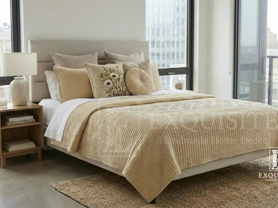 Chăn nhung lụa cao cấp khâu tay - Velvet&Silk hand quilting bed cover