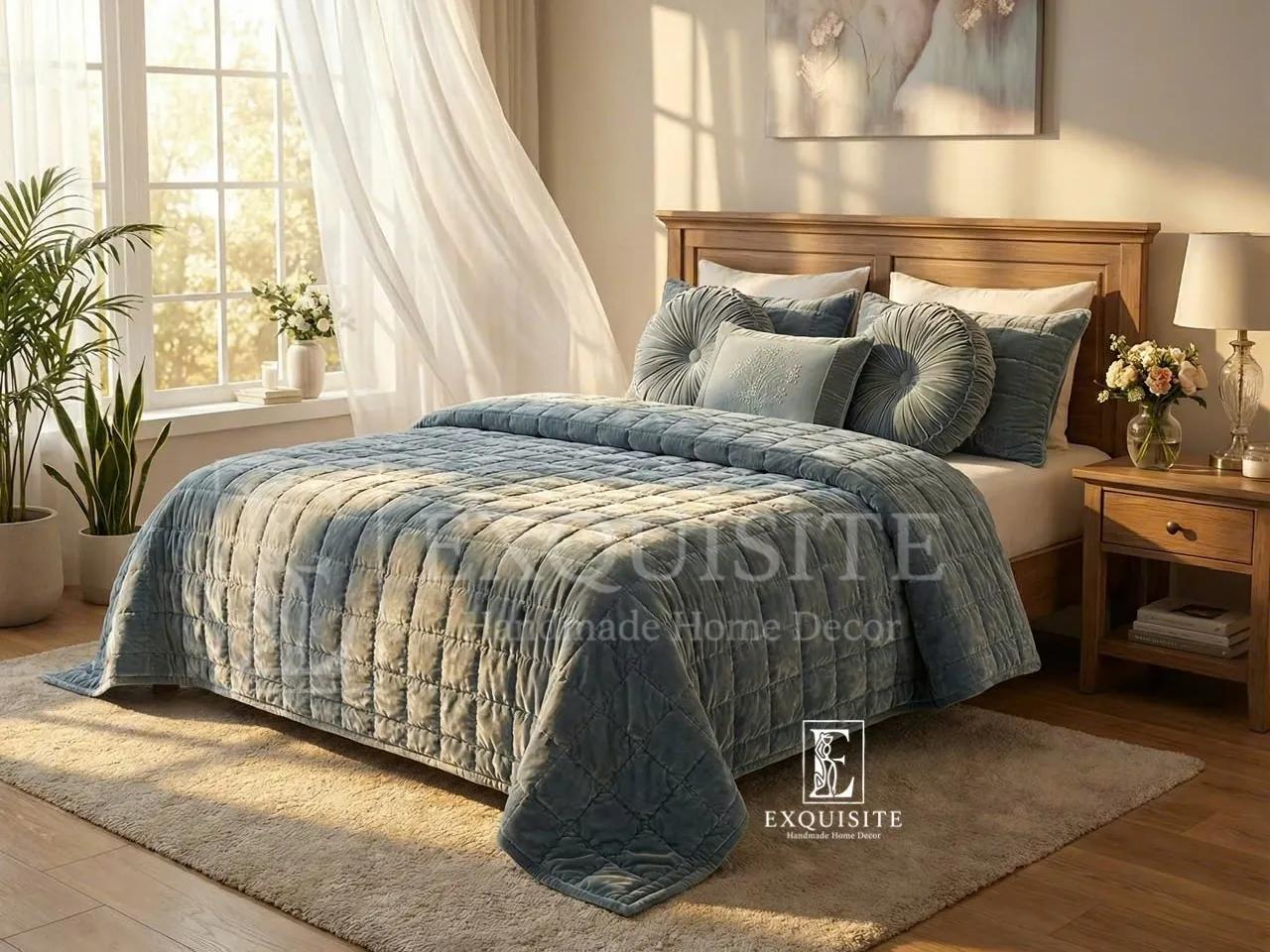 Chăn nhung lụa cao cấp khâu tay - Velvet&Silk hand quilting bed cover