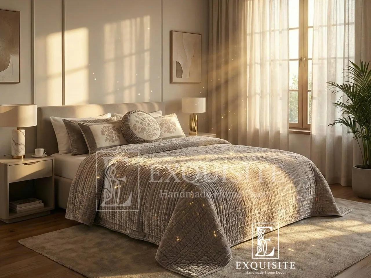 Chăn nhung lụa cao cấp khâu tay - Velvet&Silk hand quilting bed cover