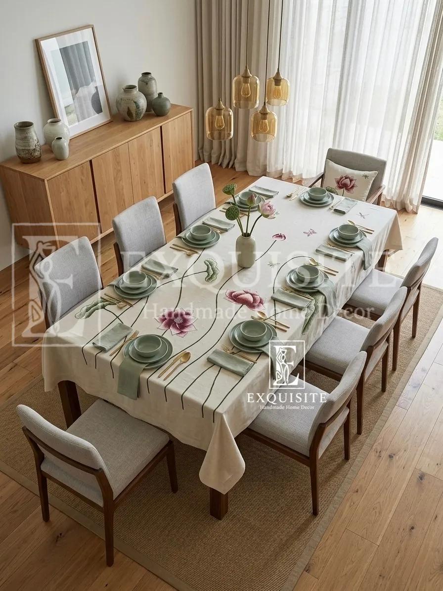 BÀN: Tấm phủ bàn thêu tay - Table cloth hand embroidery ảnh thu nhỏ 6