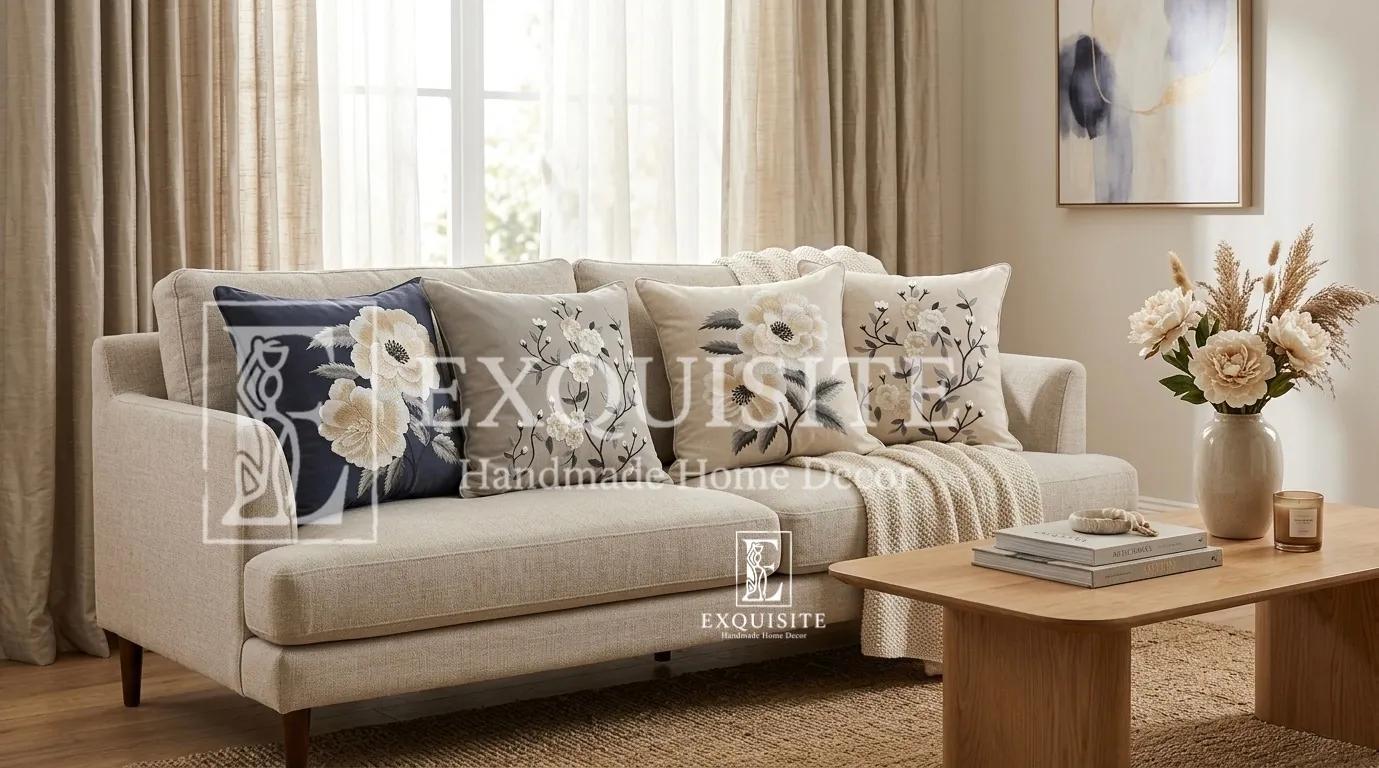 Gối thêu tay mẫu "HOA HỒNG" collection ảnh thu nhỏ 7