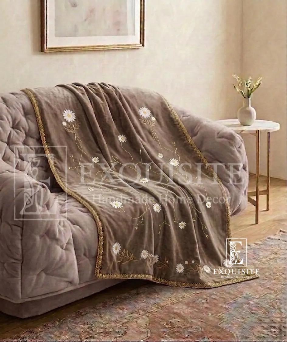 Sofa - Tấm phủ sofa thêu tay nhung lụa cao cấp - Sofa throw Hand Embroidery ảnh thu nhỏ 6