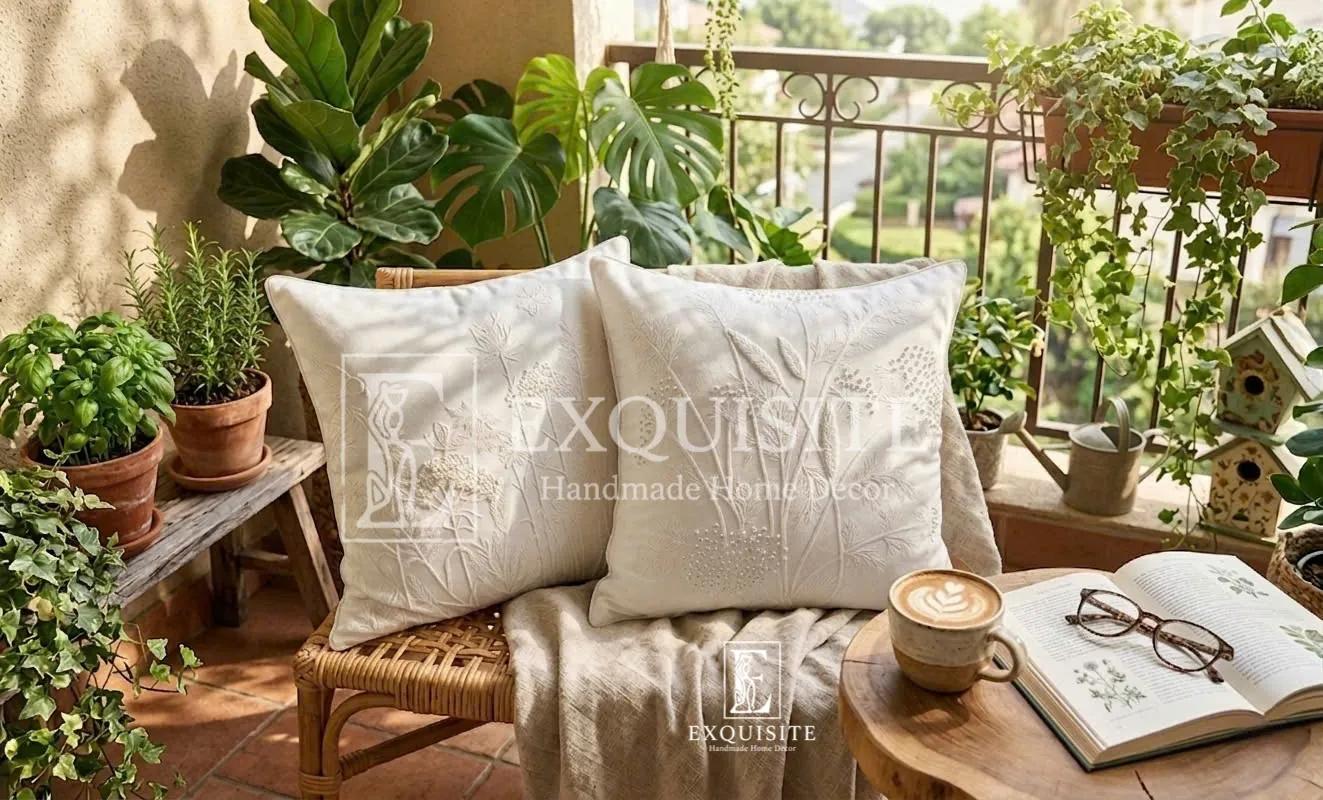 Gối thêu tay mẫu  "hoa cỏ bông lau" collection ảnh thu nhỏ 3