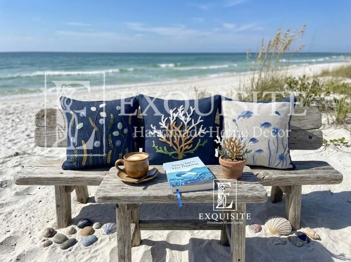 Gối thêu tay-chủ đề ĐẠI DƯƠNG - Ocean collection hand embroidery ảnh thu nhỏ 4