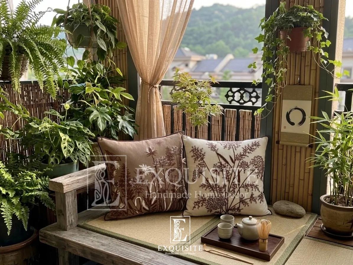 Gối thêu tay mẫu  "hoa cỏ bông lau" collection ảnh thu nhỏ 20