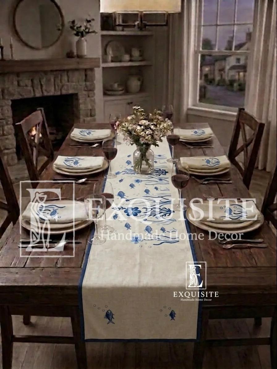 BÀN: Tấm trải bàn runner thêu tay- Table runner hand embroidery ảnh thu nhỏ 17