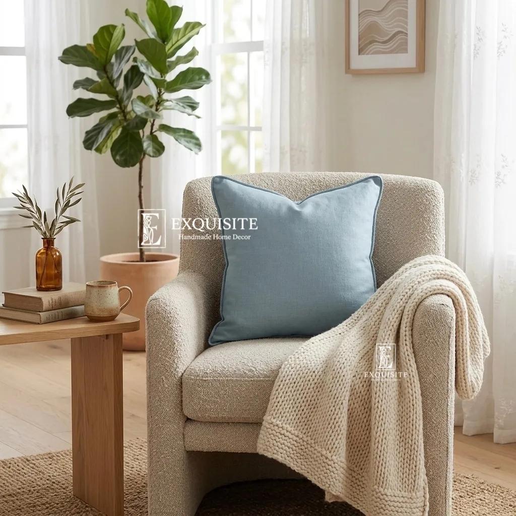 Gối linen trơn stardard size 45x45 ảnh thu nhỏ 3