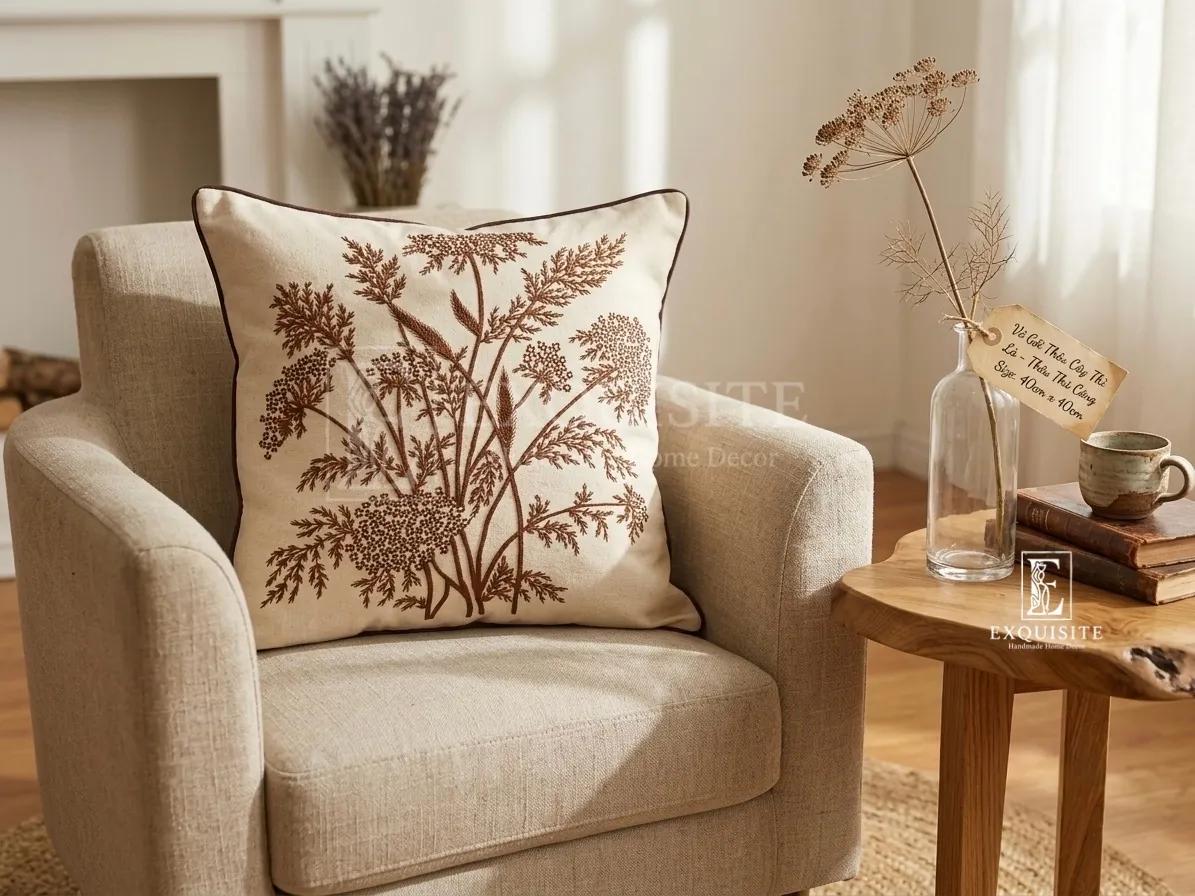 Gối thêu tay size 40x40 - hand embroidery cushion  ảnh thu nhỏ 10