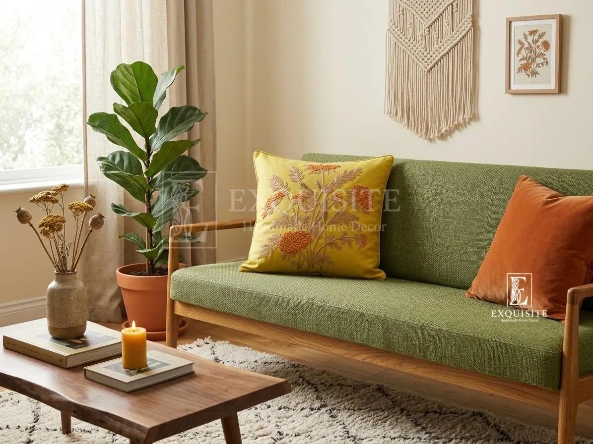 Gối thêu tay size 40x40 - hand embroidery cushion  ảnh thu nhỏ 6