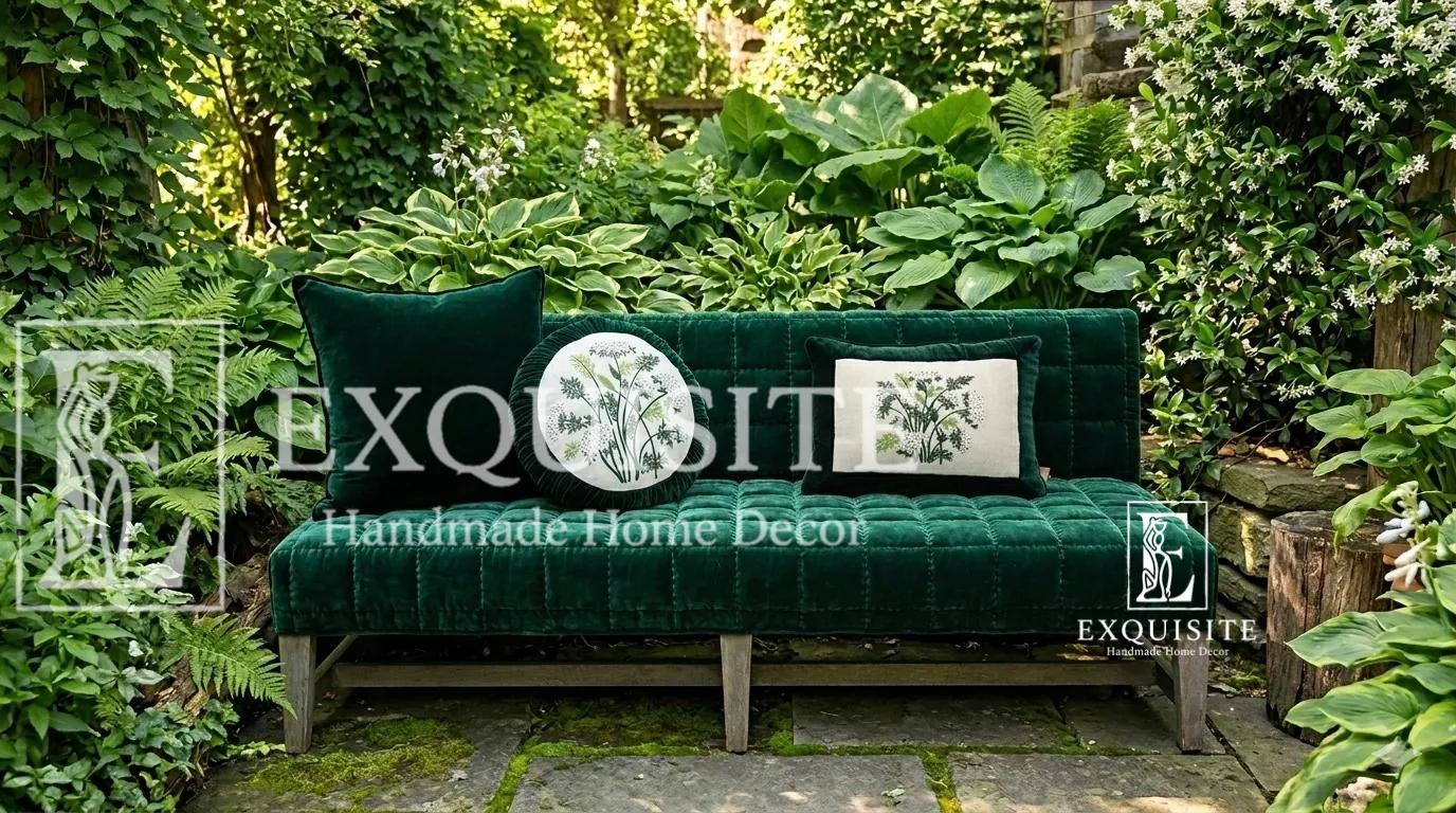 Combo 2 gối tròn nhung thêu tay và gối 30x40 nhung thêu tay-Vevet combo 2 round & 30x40 ảnh thu nhỏ 37
