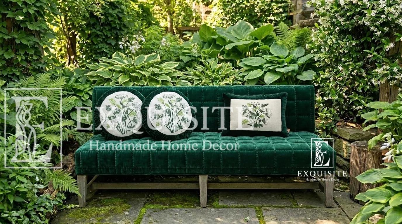 Combo 2 gối tròn nhung thêu tay và gối 30x40 nhung thêu tay-Vevet combo 2 round & 30x40 ảnh thu nhỏ 23