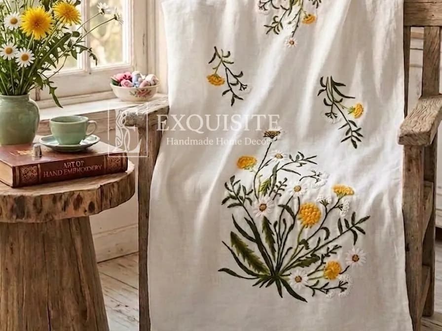 Khăn nhung cao cấp thêu tay - Scarf luxury velvet w.hand embroidery — Sản phẩm độc bản